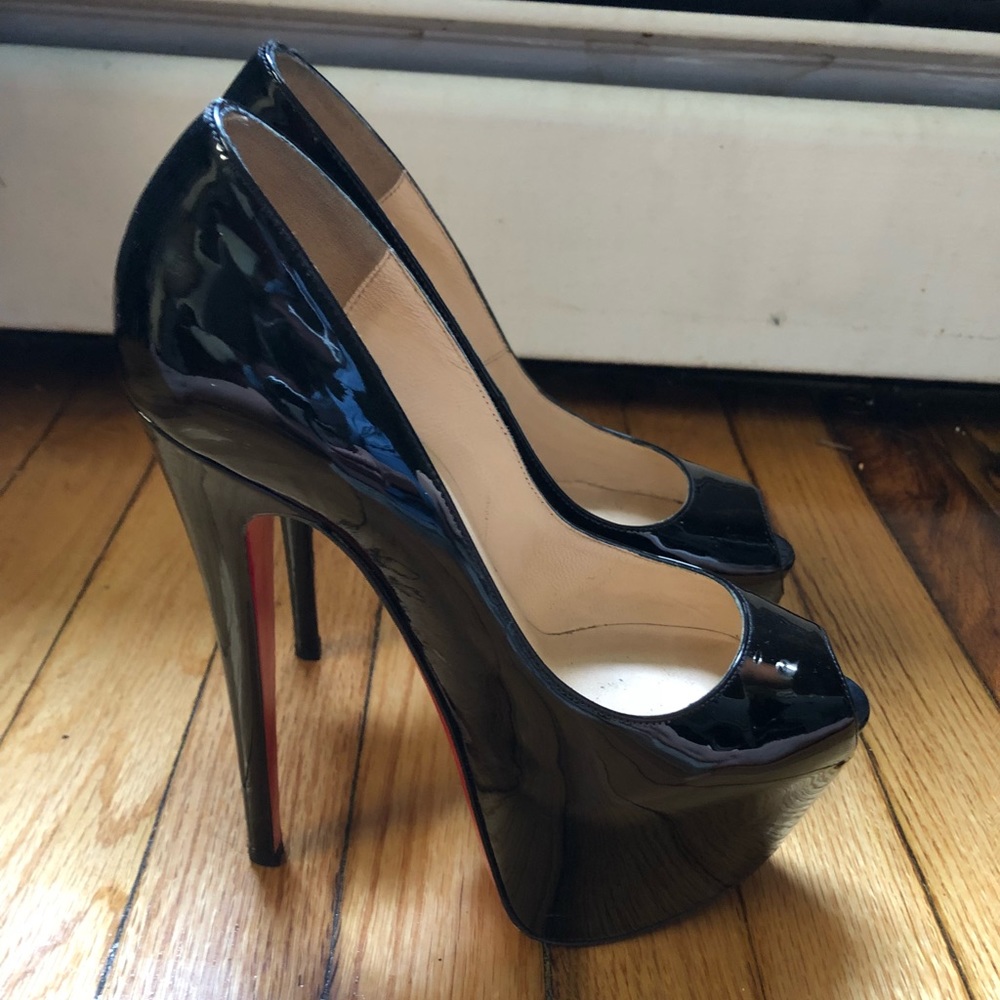Black peep toe Christian Louboutins